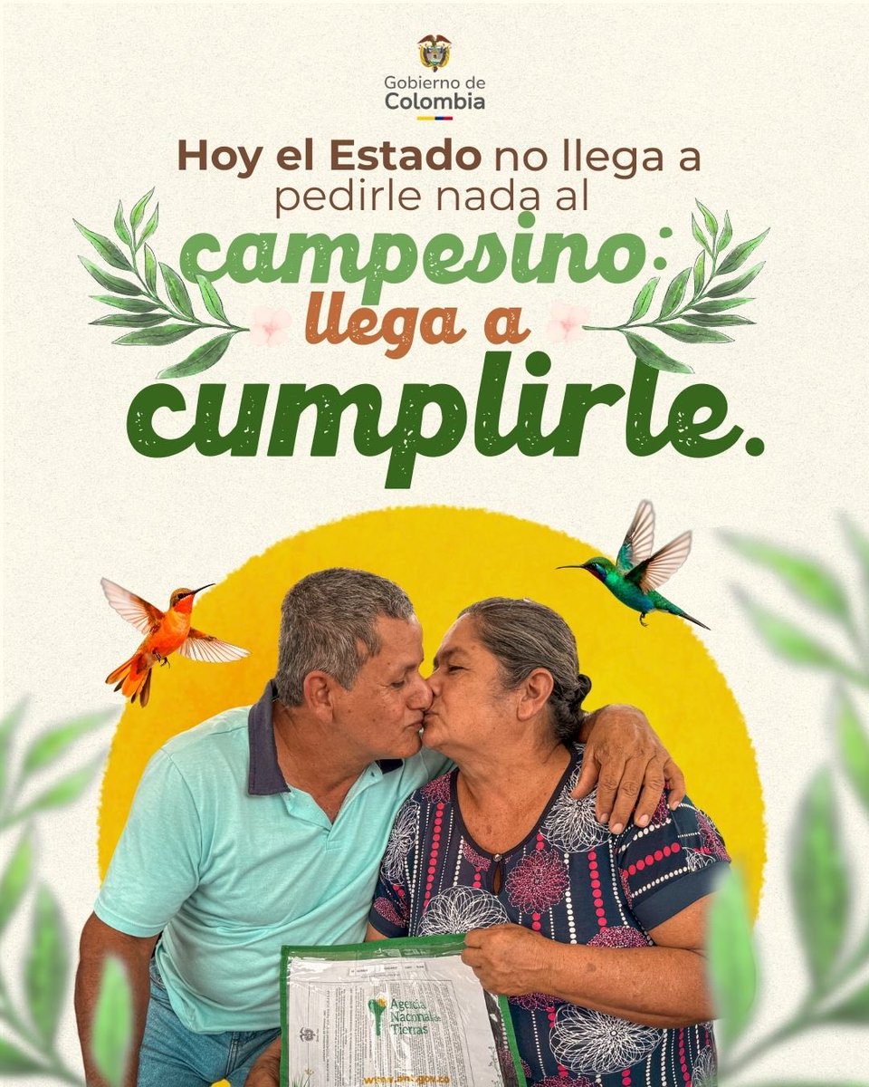 hempaga22's tweet photo. Este Gobierno evalúa su éxito con logros tangibles, defendiendo los derechos del campesinado nacional. 🤝

La seguridad real reside en que una familia posea tierra, título y un futuro. Por eso se lo decimos a Colombia.
 #ConTierraCumplimos https://t.co/z4GY4yiODn