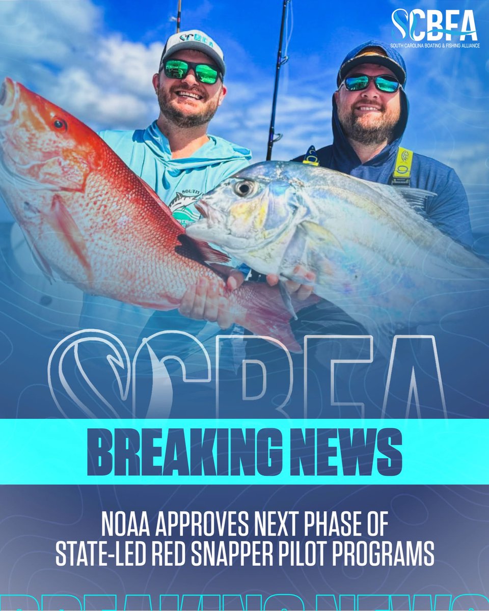 🚨 NOAA moves forward on state-led red snapper pilot programs in the South Atlantic.

SC, FL, GA &amp; NC submitted EFPs seeking 60+ day recreational seasons under state management. NOAA has now opened the public comment period—a major step toward better data, longer seasons &amp; real