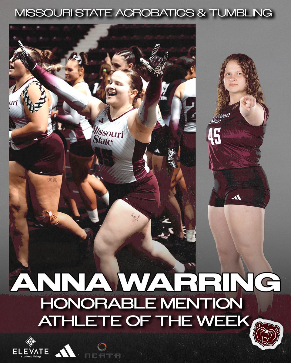 MoStateAcro's tweet image. National recognition for a strong week 🐻

#NeverSettle #GoBears