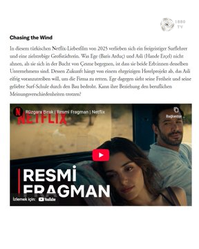1880Haber's tweet image. Hande Erçel ve Barış Arduç'un başrollerinde yer aldığı Rüzgara Bırak filmi, GQ Almanya'nın "Netflix'te en iyi 19 romantik film" listesine girdi.