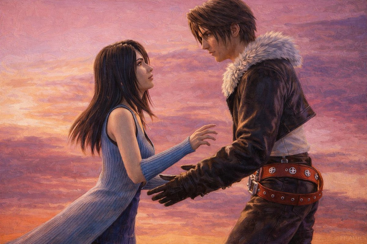 FF_AIArt's tweet photo. I don't want the future. I want the present to stand still. I just want to stay here with you...
#FinalFantasy #FFVIII #FF8_27周年 #FF8_27th #Squall #Rinoa https://t.co/YKdXLiB3ia