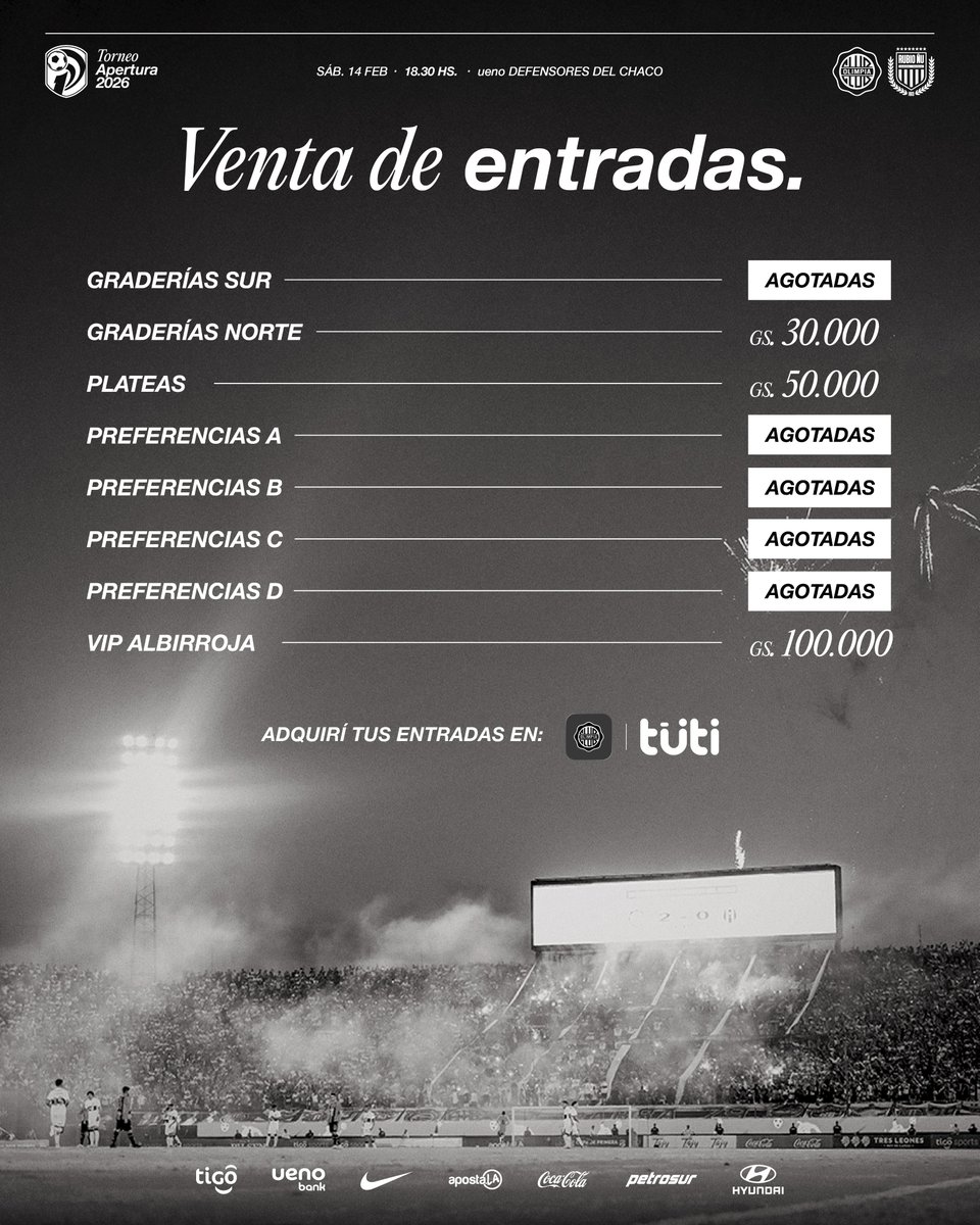 𝐉𝐔𝐍𝐓𝐎𝐒, para celebrar el amor incondicional que nos tenemos.

🚫 Graderías Sur y Preferencias C, AGOTADAS.

¡Adquirí a los demás sectores ingresando a nuestra App!

🤍🖤🤍