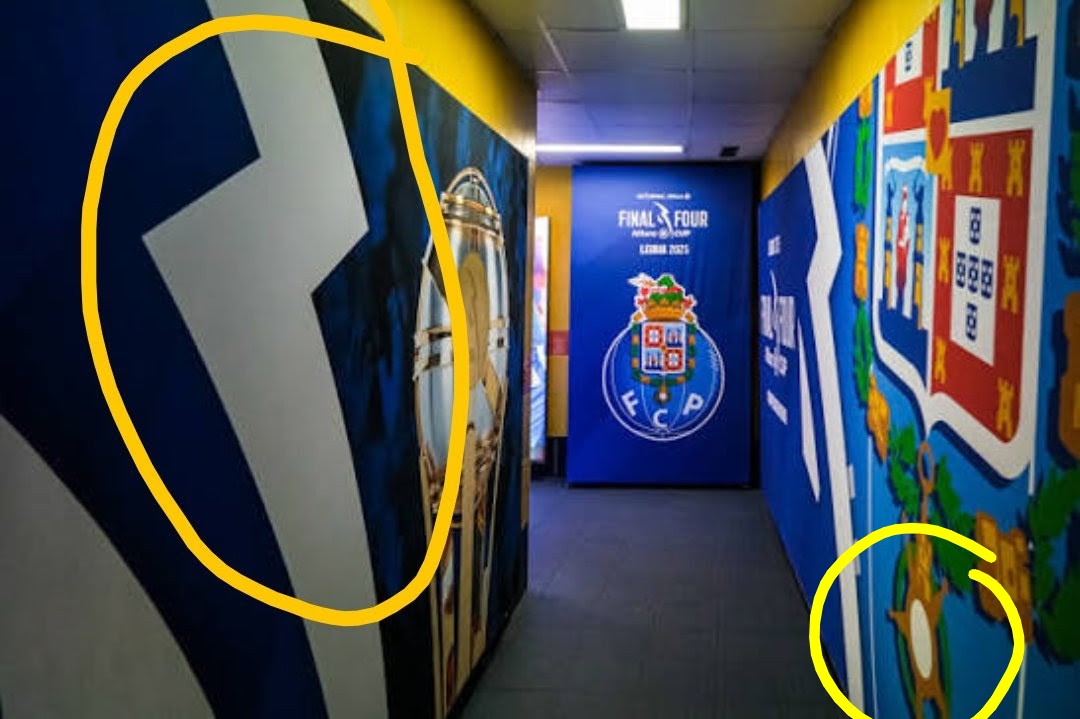 🚨🚨 Televisões lisboetas descobriram novos detalhes nos balneários do Dragão! Uma estrela que lembra um pentagrama e um raio branco, claramente um sinal de feitiçaria para desmoralizar o adversário. A Liga tem que intervir! Inadmissível!!!