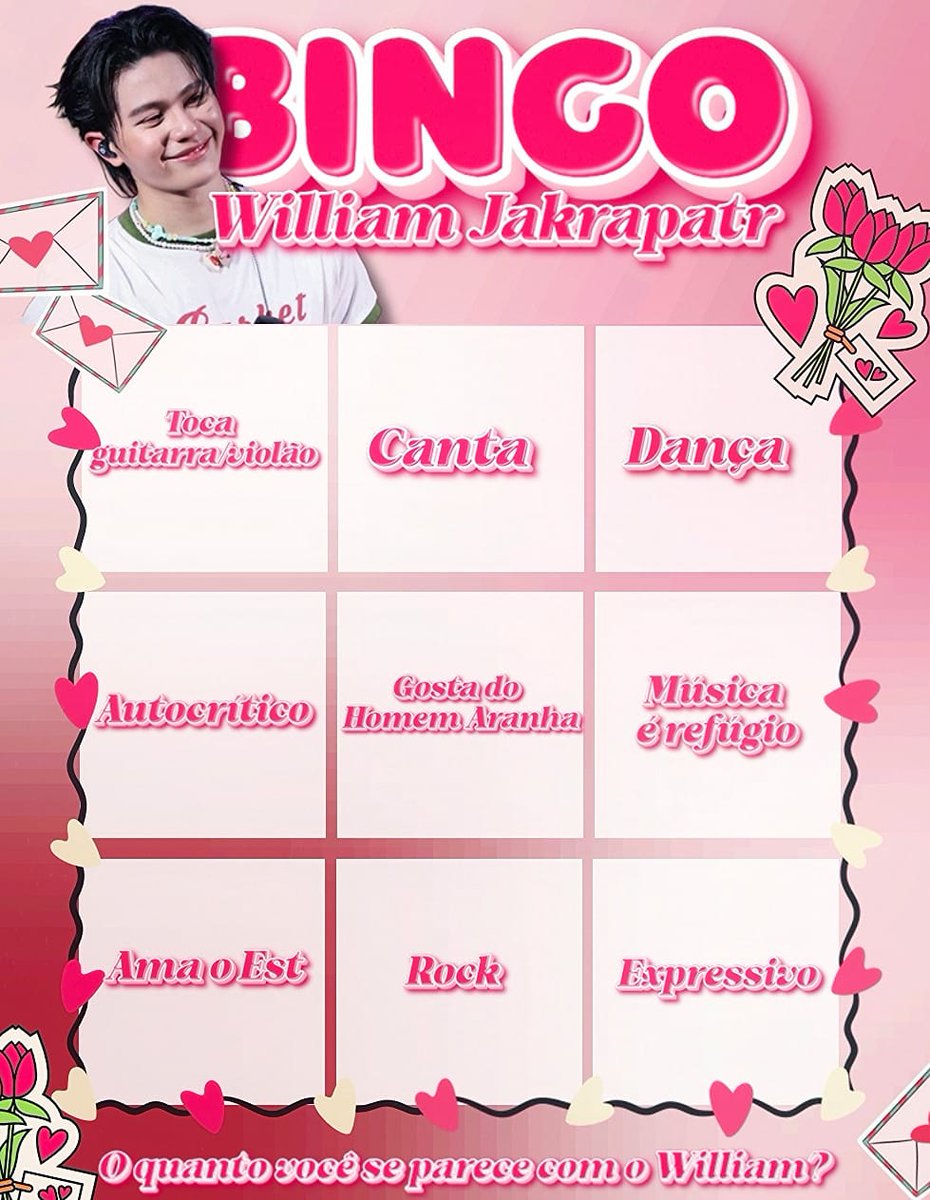 WilliamEstBr's tweet photo. ❤️ QUARTO DIA 'HAPPY WILLIAM WEEK' ❤️

Westies, o quanto você se aparece com o William?

Marque no bingo (SEGUNDA FOTO) e poste utilizando a tag #DAY4WITHWILLIAM

#williamjkp #HappyWilliamWeek https://t.co/xsnAtEu1T5