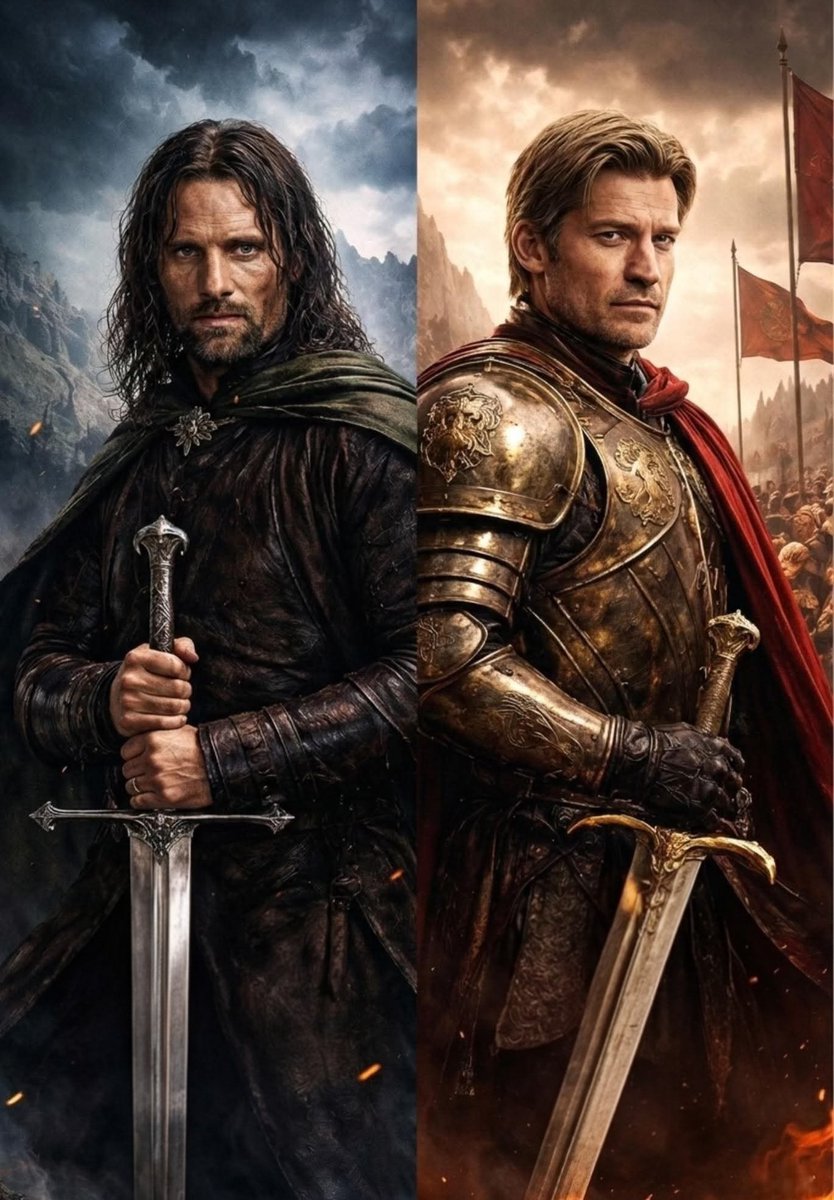 _oldvalyria's tweet image. George R. R. Martin once said that Jaime Lannister would beat Aragorn in a straight fight.