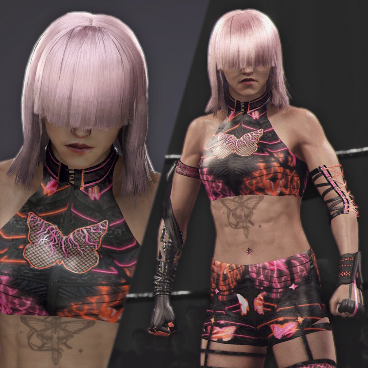 KIKO_2K_'s tweet photo. 𝐓𝐇𝐄 𝐌𝐀𝐂𝐇𝐈𝐍𝐄 𝐓𝐇𝐀𝐓 𝐁𝐋𝐄𝐄𝐃𝐒.
————
(tag attires from AMOP 3)
#WWE2K25
#WWE2K26 https://t.co/FTGNvrOFk6