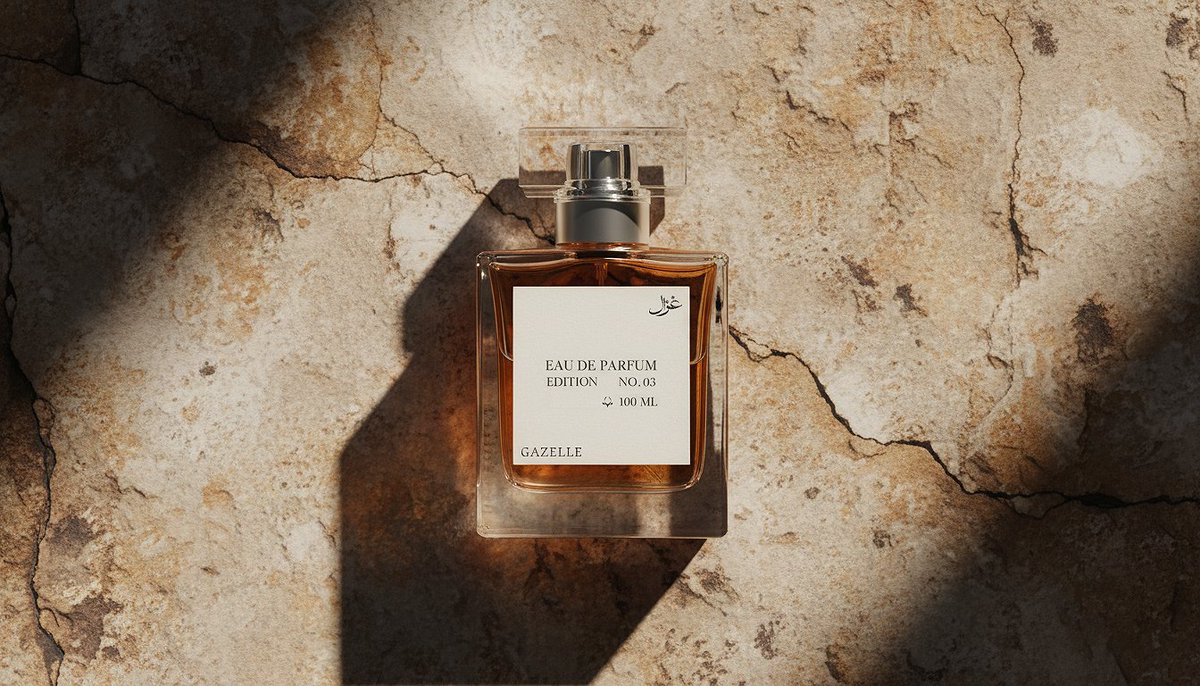 هوية غزال
 
استعملت الراء في اللوجو تايب عشان أكون الشعار الأيقوني عن طريق دمج رائين متقابلتين مع التعديل ليحاكي قرون الغزال.

اتساع العين استلهمته من اتساع وجمال عين الغزال.

الهدف كان الخروج بهوية هادئة وفخمة بطابع تصاميم الـ editorial مع ألوان أرضية عشان تحكي قصة صنع العطر.