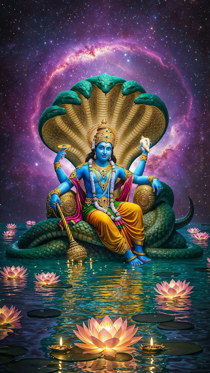 जय श्री हरि विष्णु 🙏
ॐ नमो भगवते वासुदेवाय 🙏
जय श्री लक्ष्मी नारायण 🙏 
ॐ नमो नारायण 🙏 

सृष्टि के पालनहार, धर्म के रक्षक और अधर्म के विनाशक भगवान विष्णु हर युग में अवतार लेकर संसार की रक्षा करते हैं।

शंख से ओम् की ध्वनि,
चक्र से अन्याय का अंत,
गदा से शक्ति का प्रतीक,
और कमल