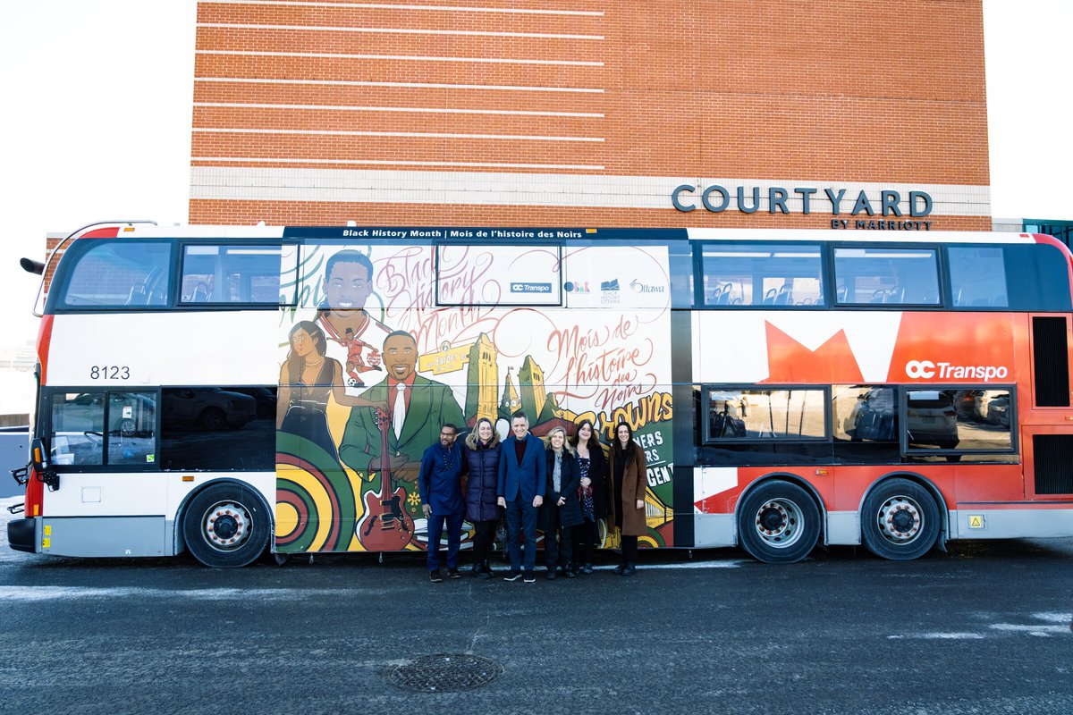 OC_Transpo's tweet photo. 🖤Have you seen our double-decker buses featuring an incredible mural in honour of Black History Month?

One was recently spotted at the Black History Month opening ceremony hosted by @blackhistoryottawa.

Learn more about the story behind the art: https://t.co/cTLesIGMmA https://t.co/srWpkYDmbN