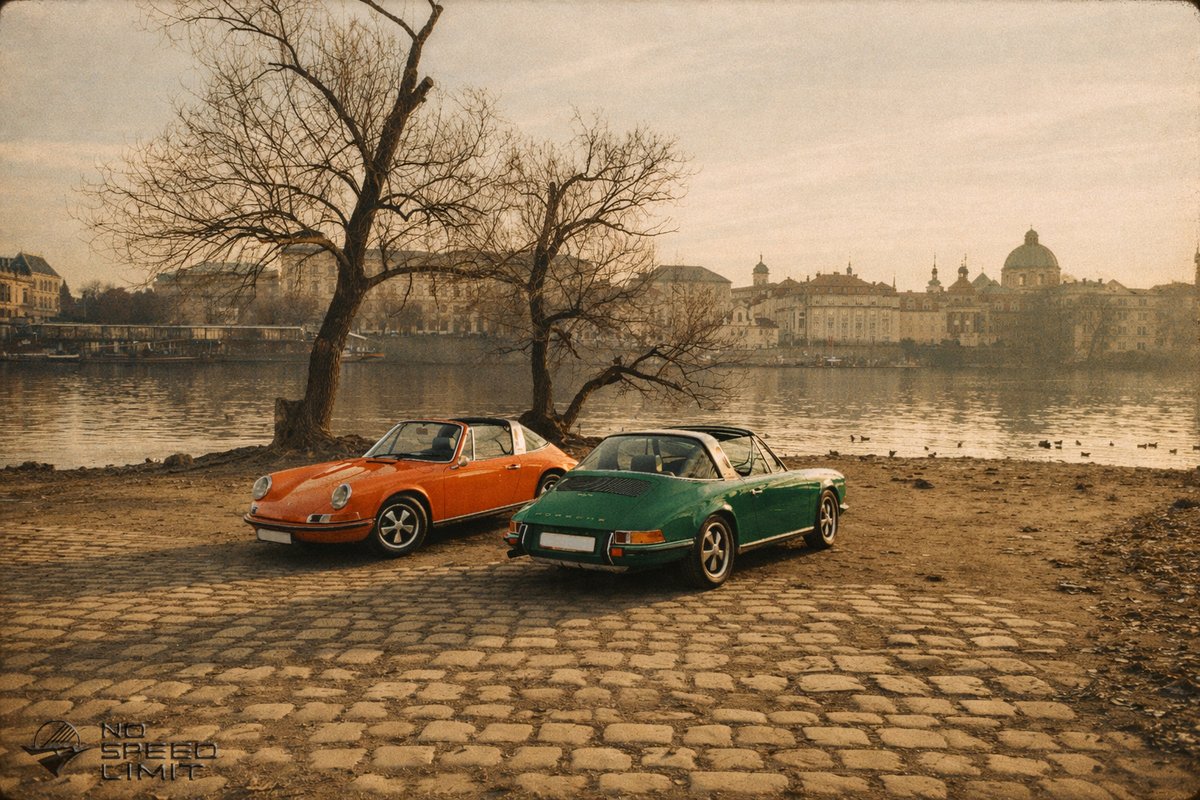 NoSpeedLimit_it's tweet photo. Vintage romantic
Prague, mist, and a pair of Targas dressed for the decade they were born in.
#Devana #vintageromance #seventiesvibes #timelessbeauty #classiccars #aircooled #porsche911targa #heritage #throwbackstyle #goldenhourtones #analogfeel #oldworldcharm #europeanwinter https://t.co/b61tryVVmi