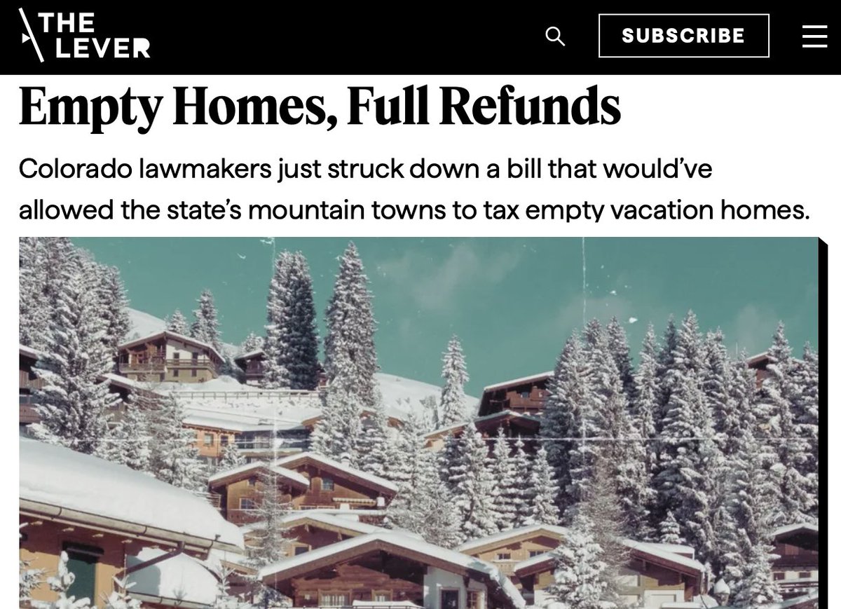 NEWS: Dems &amp; Republicans just blocked legislation to let towns tax out-of-state billionaires' ski chalets in order to fund affordable housing for local residents.

AirBNB, Expedia &amp; the American Resort Development Association lobbied on the bill.

What stage of oligarchy is this?