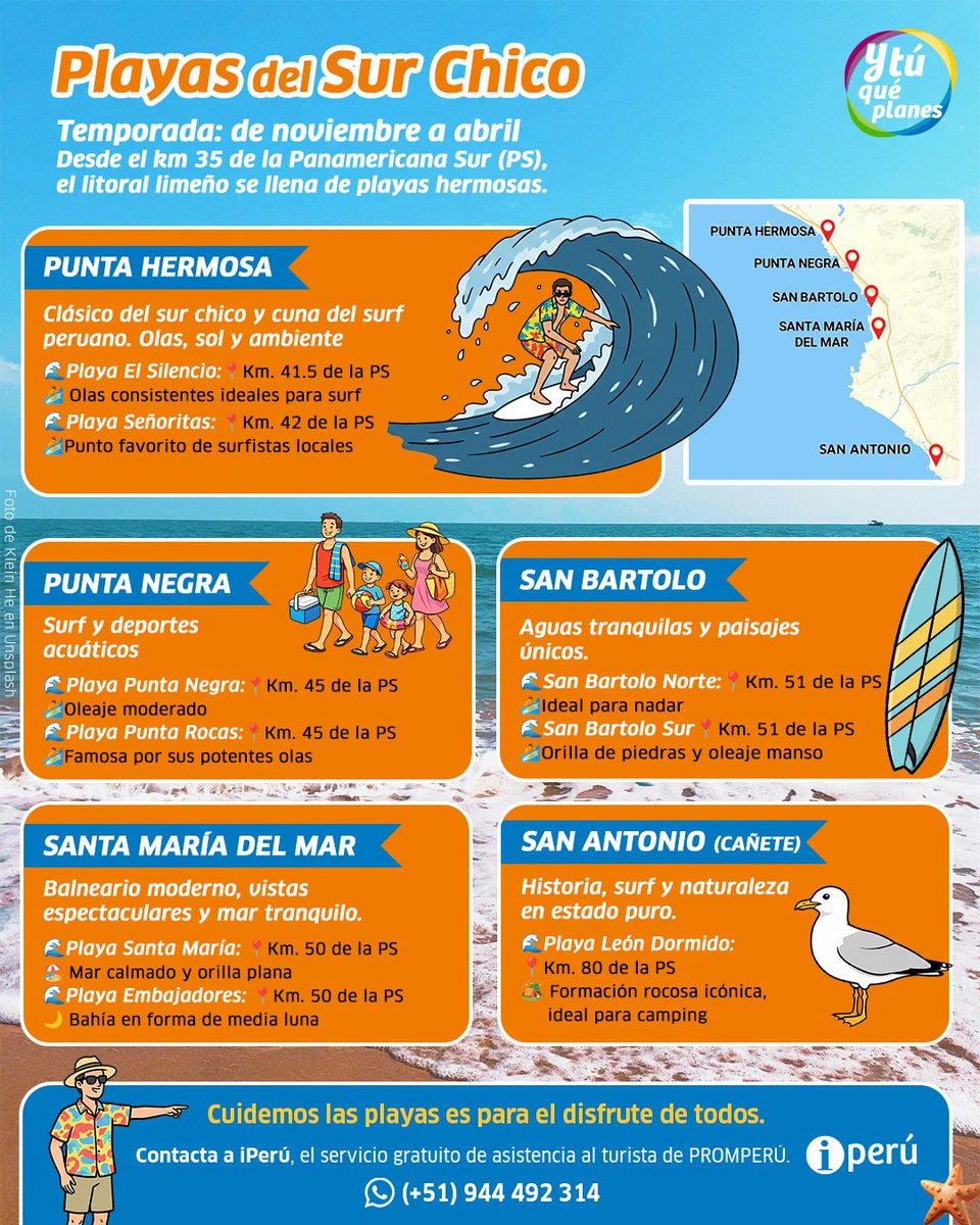 ConoceelPeru's tweet photo. ¡VAMOS AL SURCHI! ☀️
Verano es sinónimo de playa y lo mejor es que no tenemos que ir tan lejos para disfrutarlo. Playas para relajarte, surfear o compartir en familia.
👉 https://t.co/3gNym38wvz
#playasdelsur #surchico #viveloenperu #promperu https://t.co/yQg8MfNRh1