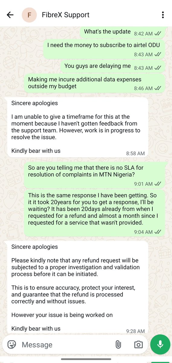 1stEnjel's tweet photo. @MTNNG MTN refund my money I paid for FibreX Installation since 13th Jan 2026 which they failed to install. I requested for a refund since 23rd January and nothing has been done. @NgComCommission investigate this FibreX product. A lot of terrible practices is ongoing with the service. https://t.co/tOiHWEffen