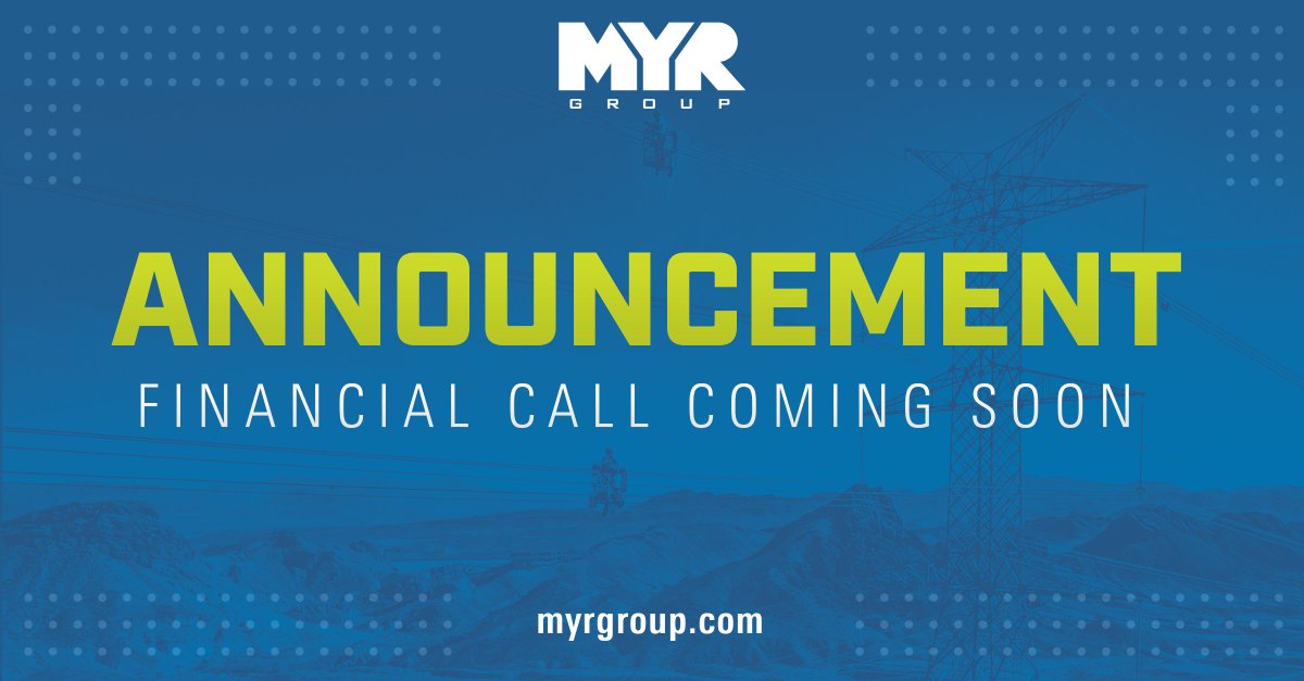 MYRGroupInc's tweet photo. MYR Group Inc. announced it will release its fourth quarter 2025 results on Wednesday, Feb. 25, 2026, after the market closes.

Read more ➡️https://t.co/RjMMfUH5BO https://t.co/BAk3VIkPLe
