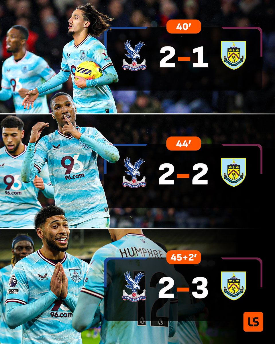livescore's tweet photo. Burnley are the first Premier League team to overturn a 2-0 deficit before half-time since Hull City in 2009 😱

They did it in 7 minutes ⚡️ https://t.co/ppiTykLqOc