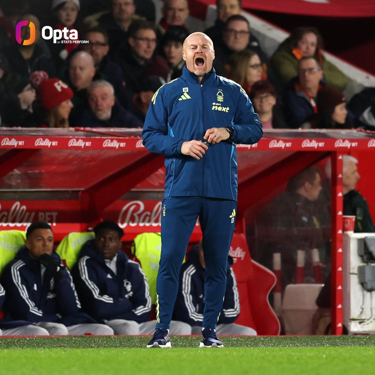60% - Nottingham Forest had 62.9% possession tonight – it’s the 10th time in the Premier League that a side managed by Sean Dyche has had at least 60% of the ball, and he hasn’t won any of those games (D4 L6). Achilles.