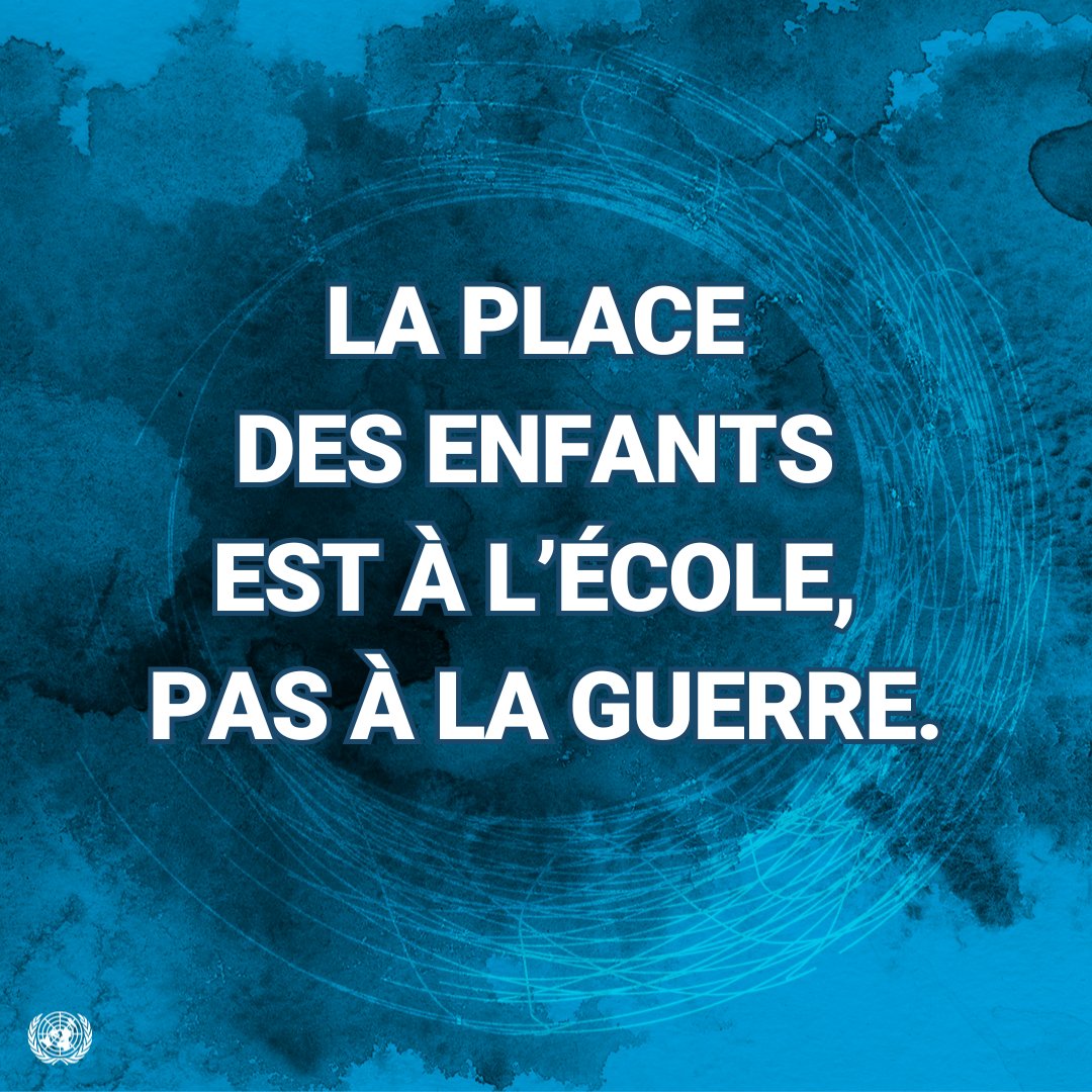 Jeudi 12 février : Journée internationale contre l’utilisation des enfants soldats.

Des dizaines de milliers de filles &amp; de garçons sont encore enrôlés dans des conflits à travers le monde.

L’ONU lutte pour les protéger &amp; aider ceux qui sont libérés à reconstruire leur avenir.