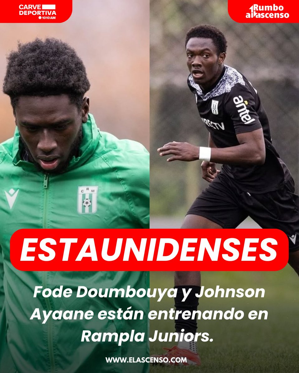 PRIMICIA 🟢🔴

Fode Doumbouya y Johnson Ayaane están entrenando en Rampla Juniors. El cuerpo técnico está evaluando a los jugadores para ver si continúan en el club.

Fode es delantero, puede jugar de extremo o también de punta. Johnson es zaguero y ambos vienen de jugar en la