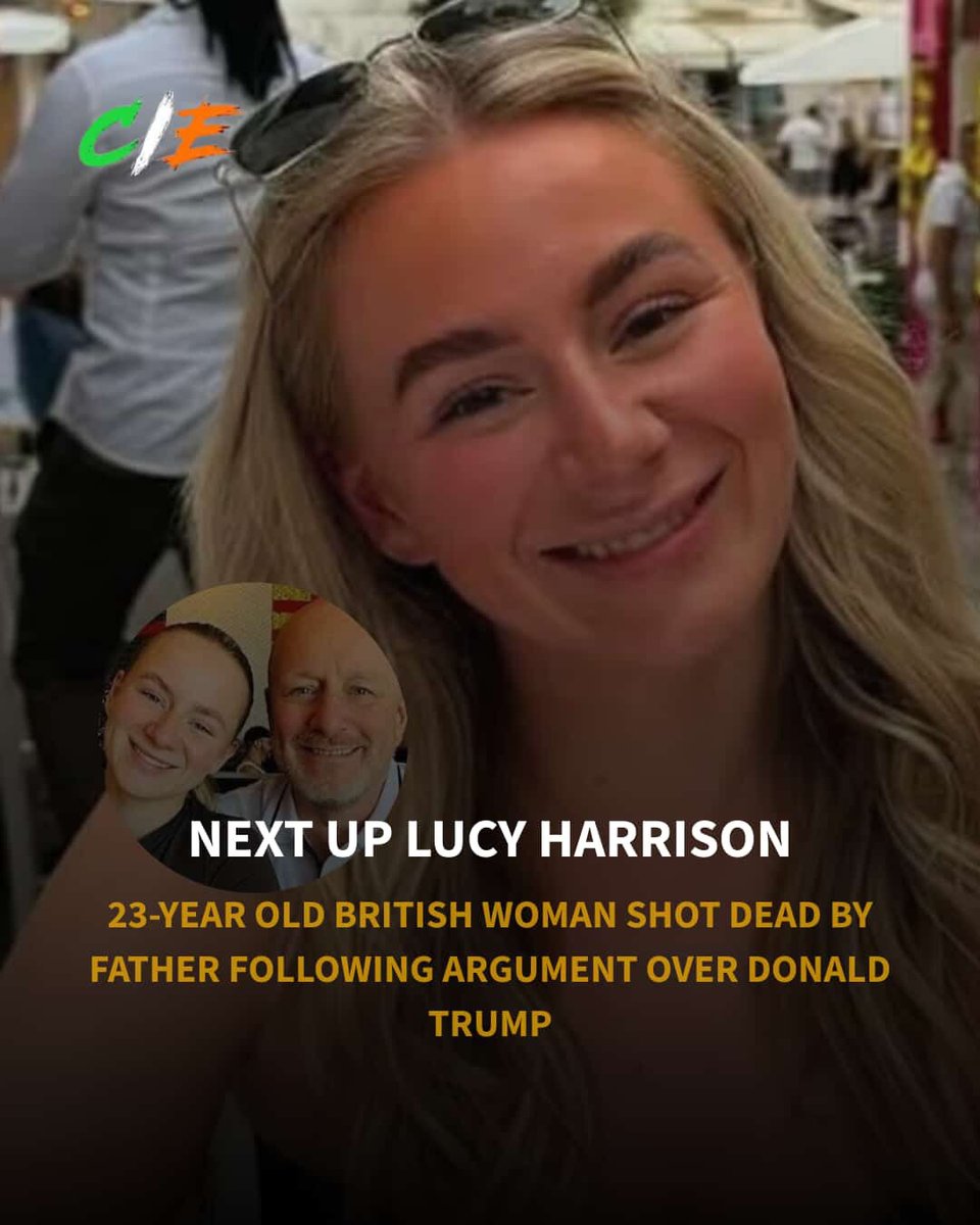 createdineire1's tweet photo. An inquest heard that 23-year-old Lucy Harrison was shot and killed by her dad, Kris Harrison, at his home in Texas on 10 January 2025 after a heated argument about Donald Trump. 

He later took her into a bedroom to show her a gun, and it went off, fatally wounding her. 

#CIE https://t.co/Bij4Ad6CtC
