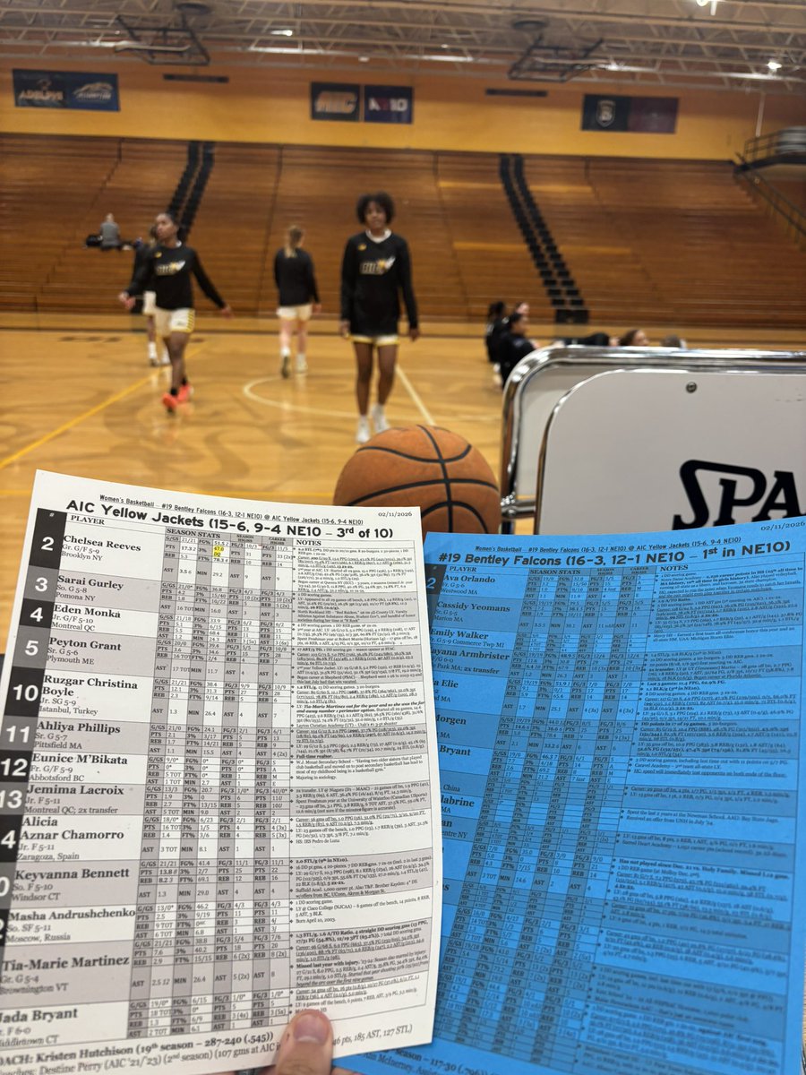 Standalone <a href="/TheNortheast10/">The NE10</a> basketball in the birthplace of the sport - the #19 <a href="/BentleyFalcons/">Bentley Athletics</a> Women’s Basketball team heads west to take on <a href="/AICWBB/">AICWomens Basketball</a>.

Two of the top three teams in the standings.

So many storylines - all with <a href="/AICJacketsVoice/">Seth D</a> at 5:30 on <a href="/FloCollegeHoops/">FloCollege | Basketball</a>.