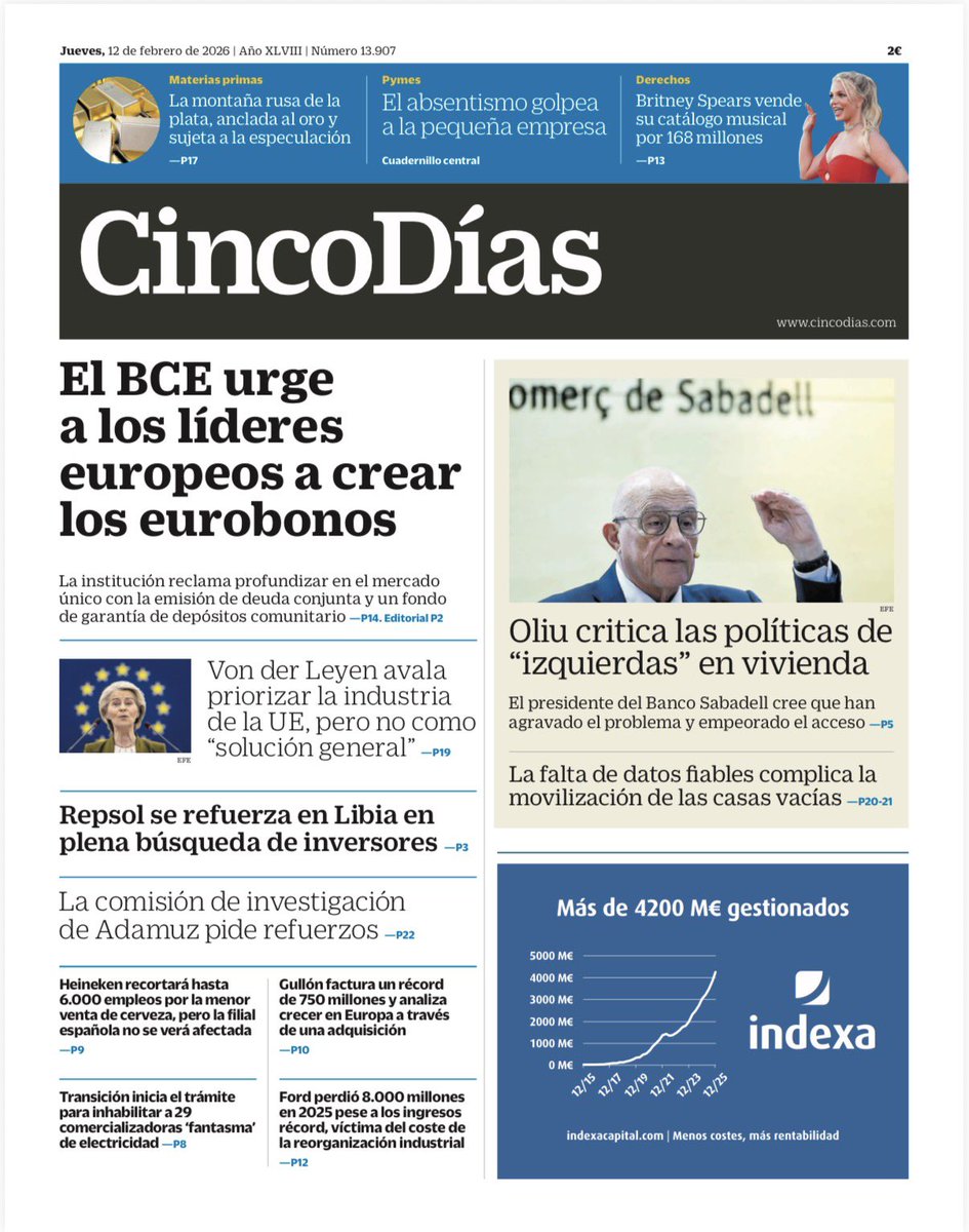 #BCE #eurobonos #VonderLeyen #Repsol #Libia #JosepOliu #vivienda #Adamuz #Heineken #Gullón #Ford #absentismo #BritneySpears