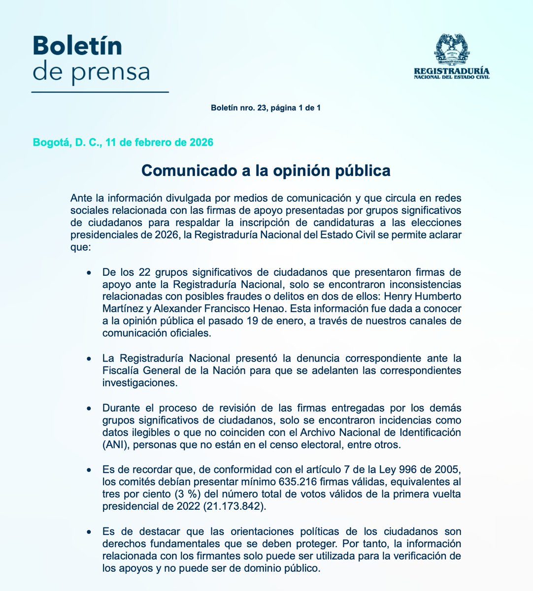 El petrismo con Cecilia Orozco a la cabeza se inventaron un ataque contra <a href="/DELAESPRIELLAE/">DE LA ESPRIELLA STYLE</a> con un supuesto reporte de firmas falsas. 

La Registraduría les tumbó la narrativa y aclaró que las 636 mil firmas exigidas por la ley no tuvieron problemas, y que solo dos grupos