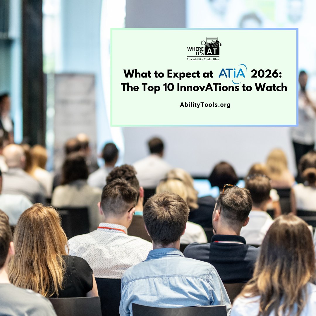 ability_tools's tweet photo. New blog is live!

ATIA 2026 may be over, but the conversations around innovative AT, emerging AI, and independence continue.

Read the blog on the Where It’s AT! blog site to learn more: https://t.co/X7p0VY5EP3 https://t.co/8FPnCzOFFx