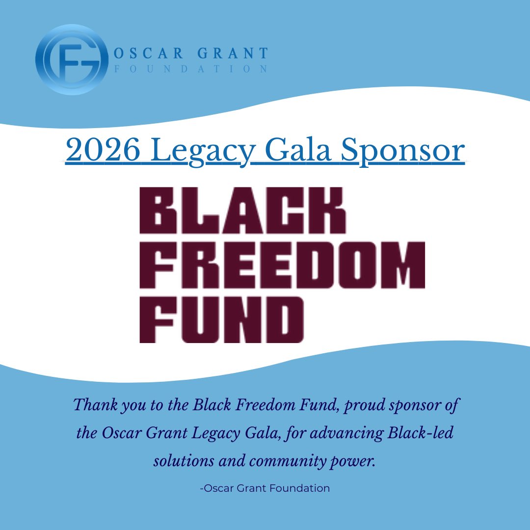 Honored to have the Black Freedom Fund as a sponsor of the Oscar Grant Legacy Gala—investing in Black-led movements and advancing justice, dignity, and community power.
#OscarGrantLegacyGala2026 #IAMOscarGrant