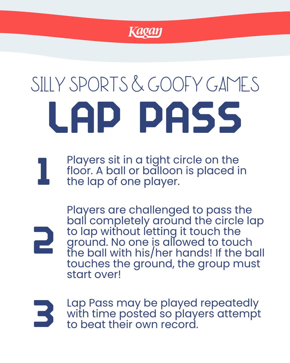 KaganOnline's tweet image. While athletes compete for medals, students can compete for smiles 😄

Our Silly Sports &amp;amp; Goofy Games turn Olympic excitement into fun that gets every student moving and learning together!

#kagan #kaganstructures #cooperativelearning #classroomactivities #classroomgames