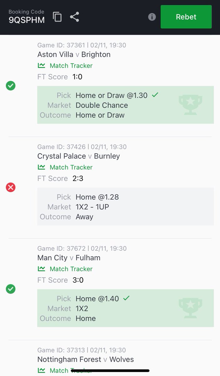 Mainofb's tweet photo. @sportybetgh please restore my ticket ASAP. I gave Crystal Palace 1 up and the lead by 2-0 before Burnley scored 3 so how is this a lost ? Please restore my ticket now https://t.co/QzJn5skWii