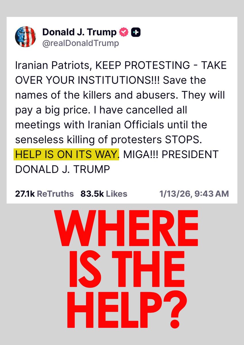 MaryamSarrami's tweet photo. @TrumpDailyPosts #militarysupportforIran #KingRezaPahlavi #Javidshah #IranMassacre 👀 https://t.co/g9MZe2z1FS