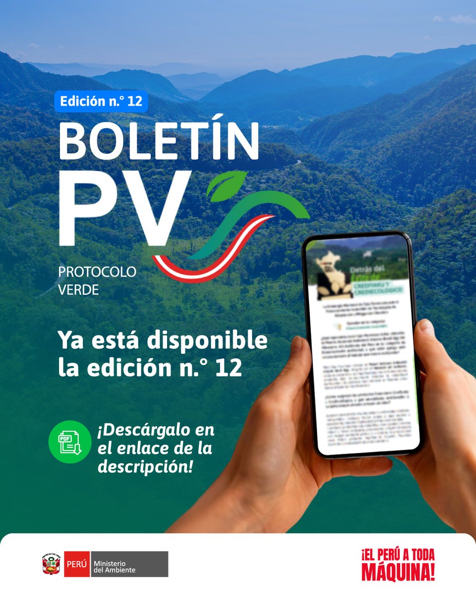 MinamPeru's tweet photo. 📢 ¿Ya leíste la edición n.° 12 del Boletín PV de #ProtocoloVerde?
📚 Descárgalo y revísalo aquí ➡️ https://t.co/fLKYyWw9jk
✅ Avances de la Hoja de Ruta de Finanzas Verdes y los hitos que vienen impulsando un sistema financiero más sostenible.
✅ Espacio Estelar: la estrategia de Caja Huancayo para financiamiento sostenible, ganadora del Premio Nacional Ambiental Antonio Brack Egg 2025, y el caso de Crediyaku y Crediecológico.
✅ Noticias Verdes: iniciativas, alianzas y avances que consolidan una agenda financiera.
✅ Aula Verde: riesgo climático físico y cómo identificarlo e integrarlo en la gestión financiera.
#FinanzasVerdes | #Sostenibilidad | #ASG | #RiesgoClimático | #Biodiversidad | #CambioClimático |