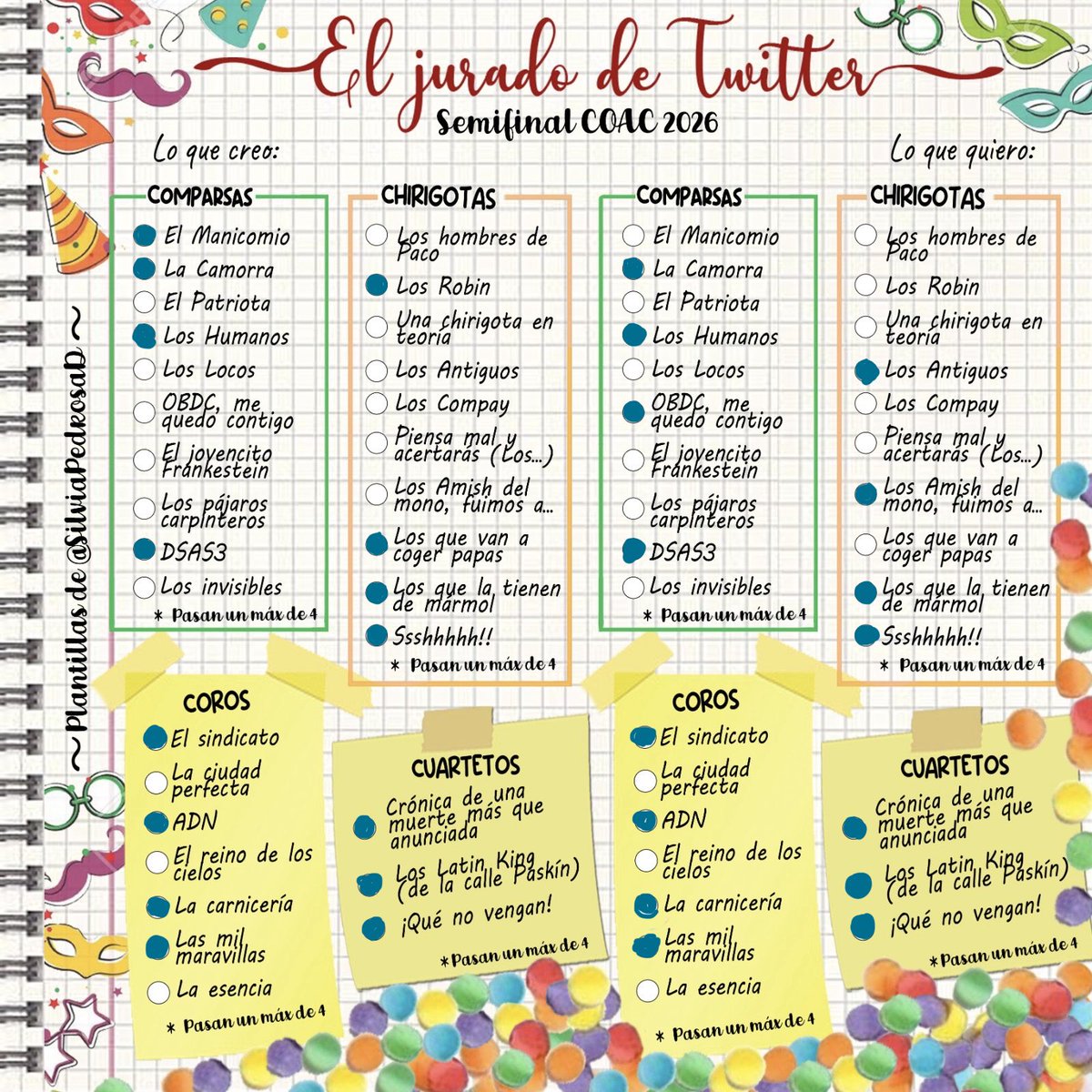 FebruusG's tweet photo. Pongo esto pero la cosa está que si cambian algunas cosas tampoco iba a pasa na #COAC2026S4 https://t.co/RBazh0GPQ5