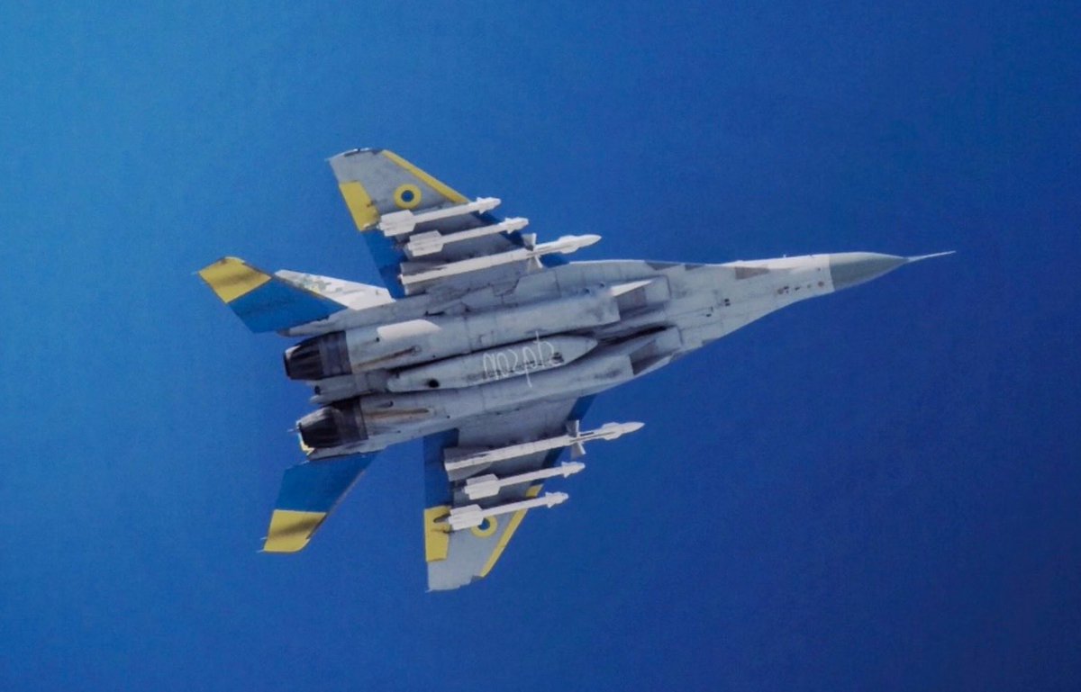 Ukrainian Air Force MiG-29 Fulcrum soaring on a CAP mission.