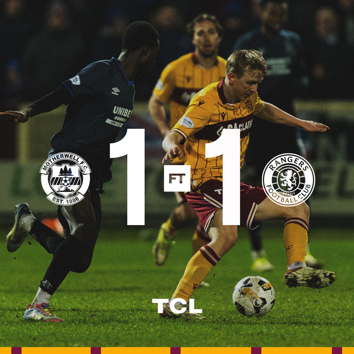 Full-time!

The very least that ten-man Motherwell deserved.

Motherwell 1 - 1 Rangers.