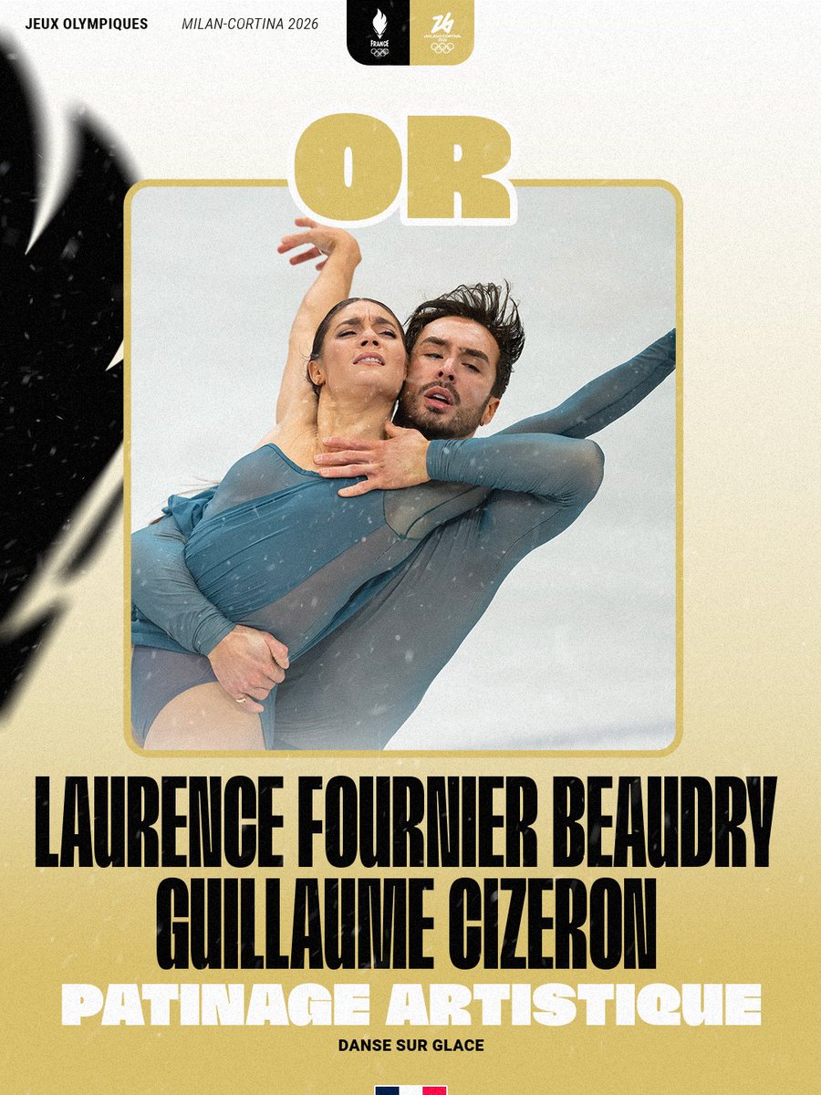CHAMPIONS OLYMPIQUES 🥇

Laurence Fournier Beaudry et Guillaume Cizeron remportent le titre en danse sur glace.
Le duo formé il y a seulement un an, déjà au sommet ✨