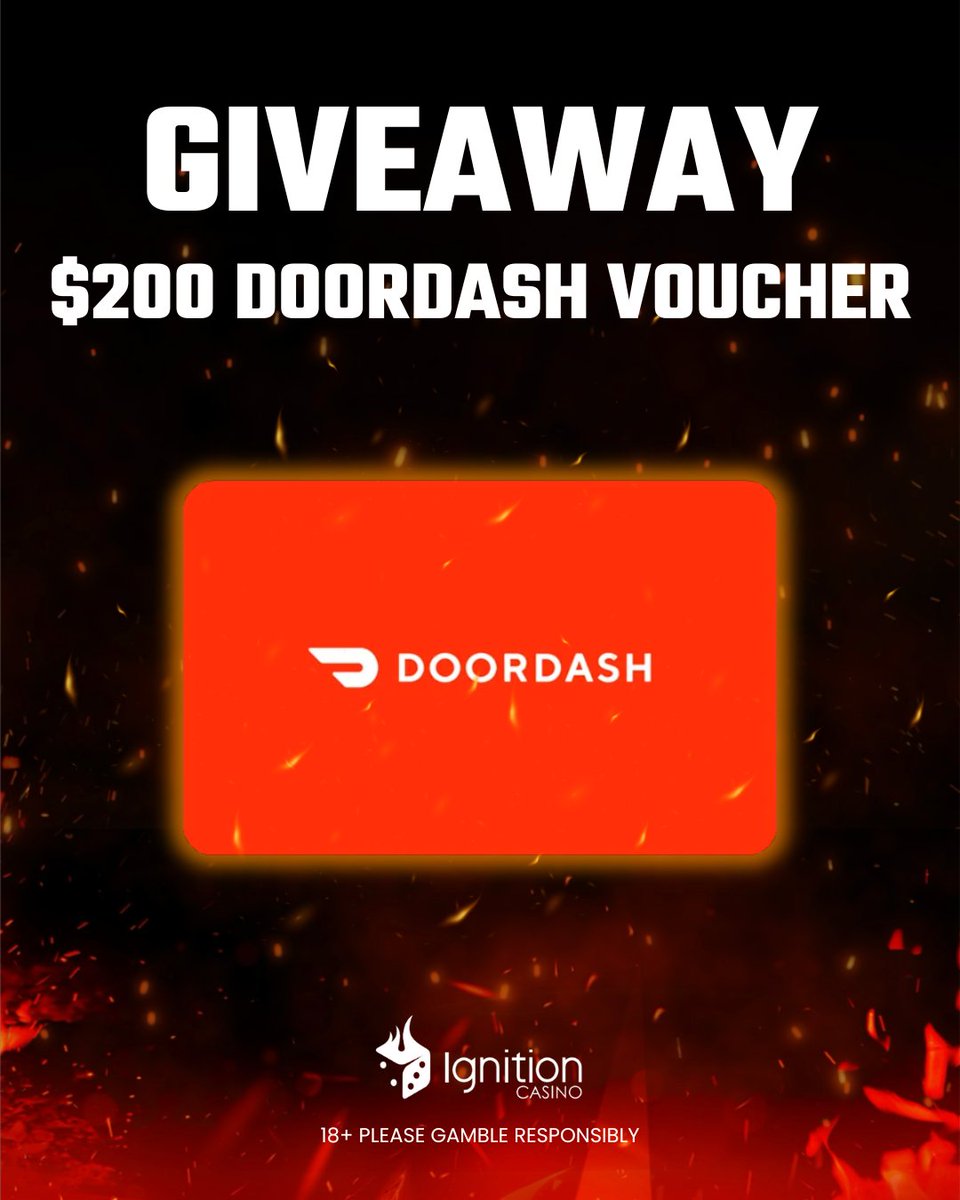 🍕 $200 DOORDASH 🤩

Today, we're giving away a $200 DOORDASH VOUCHER!

To enter:
- Follow us and reshare ✅
- Tell us: What's the first item you're ordering?

Winner announced February 18.

Must be 18+, USA based and have a min. $10 deposit in the last 7 days.

Good luck! 🤩