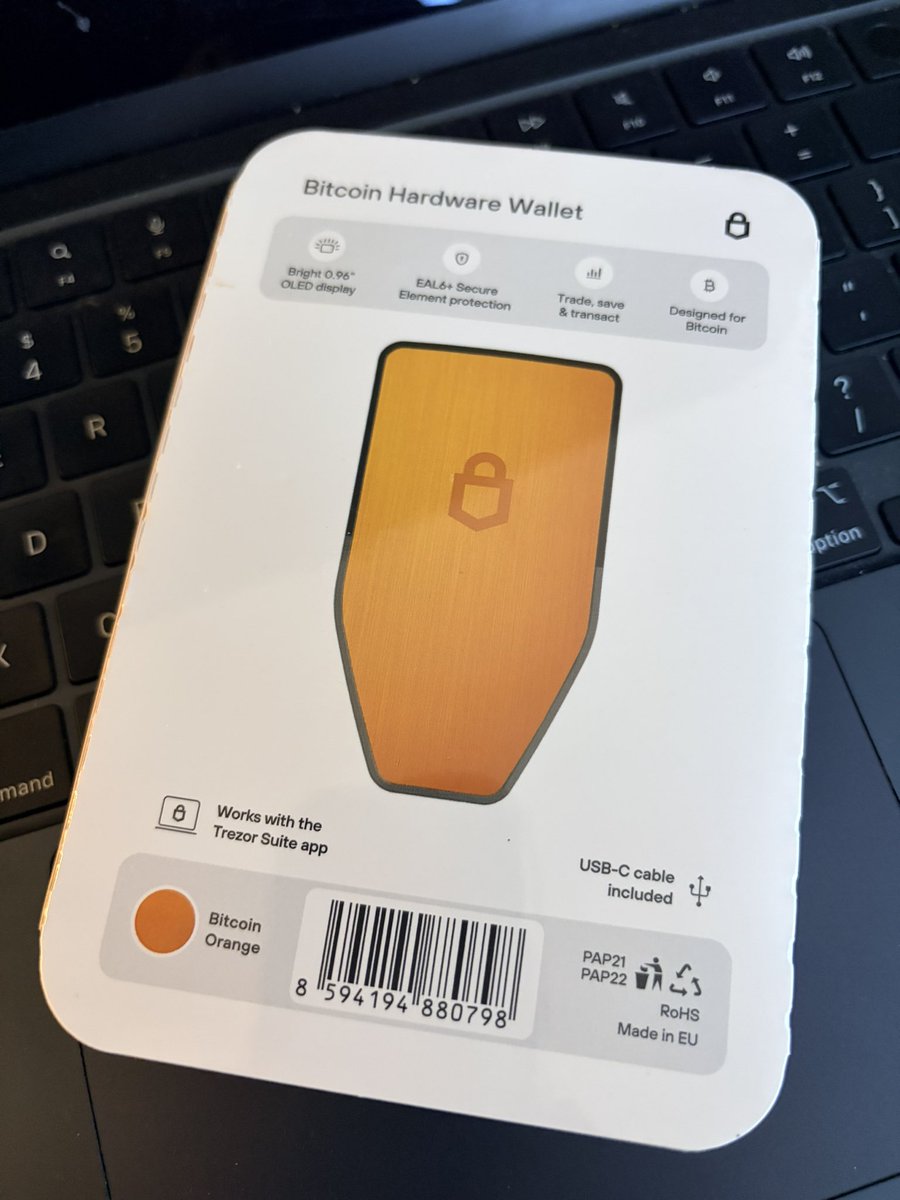 PiperWeb3's tweet photo. Finally acquired my third hardware wallet to protect my 0.003 BTC like a whale. @Trezor https://t.co/3cOLoE340Y