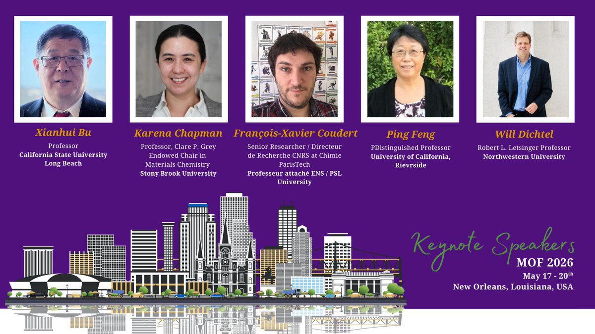 MOF2026's tweet photo. ✨ Wednesday at #MOF2026 kicks off our Keynote Speaker Series!

Big ideas. Breakthrough research. Field-shaping insight.

🔗 Register today. https://t.co/hWZPA7QzKW

@XianhuiBu @willdichtel

#KeynoteSpeakers #MaterialsScience #MetalOrganicsFramework #Chemistry https://t.co/Ok3HUXF5IO