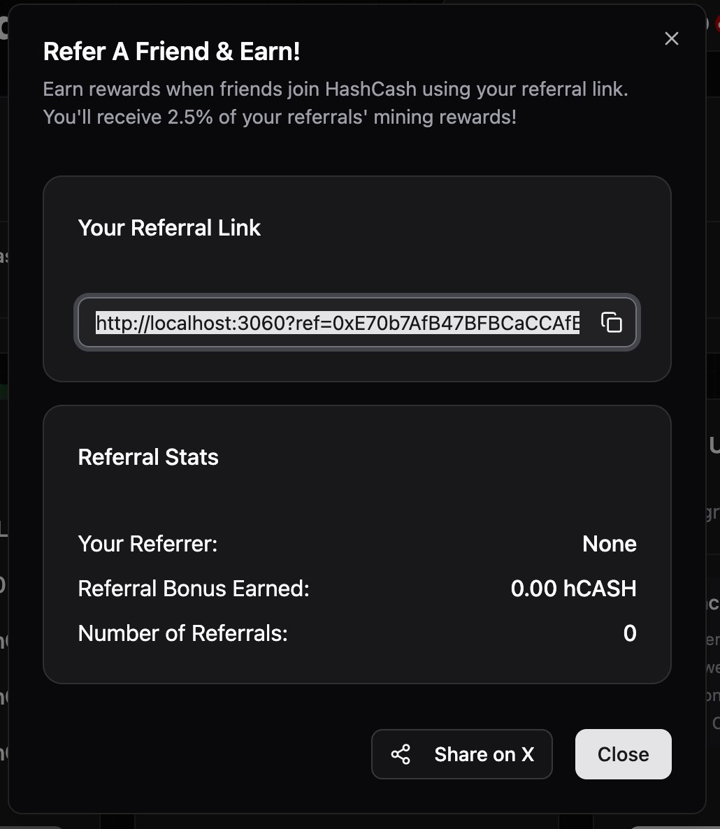 clubhashcash's tweet photo. You can share your referral link and earn 2.5% of your referrals' mining rewards! Rewards show up when your referrals claim! https://t.co/Fhh77dhyIn