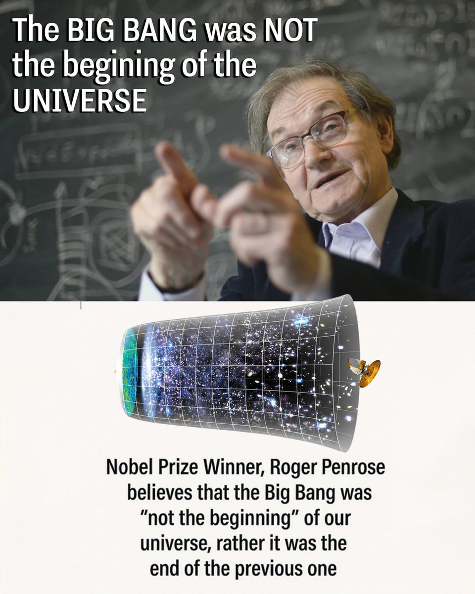 MAstronomers's tweet image. 🚨: Nobel prize winner physicists, Roger Penrose says the Big Bang was not the beginning of our universe, rather it was the end of the previous one