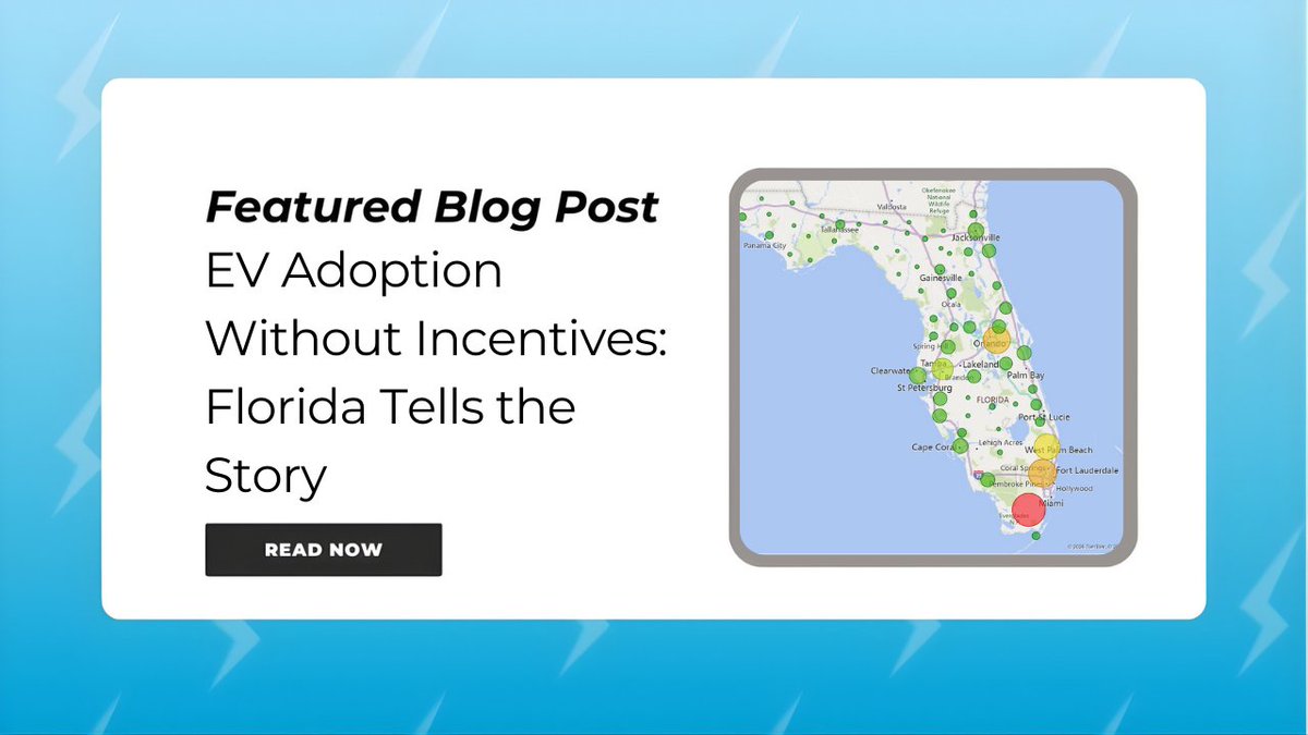 DriveElectricFL's tweet photo. 📢 New Blog! Stay up to date with our latest post: “EV Adoption Without Incentives: Florida Tells the Story.”
Read it here: https://t.co/7O4KtmHwYE
#DEFL #EVs #Florida https://t.co/VzK7Rfsliy