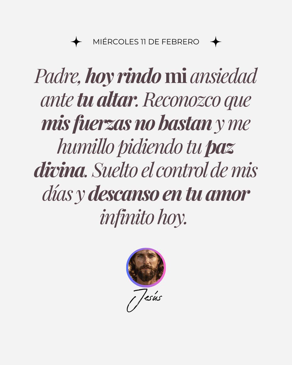 JesusHijo_Dios's tweet photo. ✨ Hoy reconozco que mis fuerzas son limitadas, pero Tu poder es infinito 🛐. Confío plenamente en lo que dice Mateo 11:28: "Venid a mí todos los que estáis trabajados y cargados, y yo os haré descansar". ¡Suelta tu carga en Sus manos hoy! 🙏

#JesusHijoDeDios #Rendicion #PazDivina #Descanso