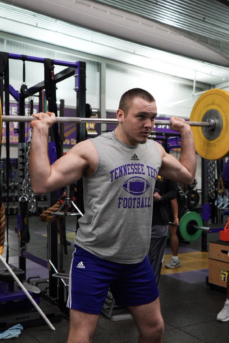 Ldgraves96's tweet photo. From 230, now at 250. 
5 weeks until we lace ‘em up, and we’re still getting after it! 
@TNTechFootball 10x our goals!
#AGTG #Aimhigher https://t.co/FuRWl2ayqO