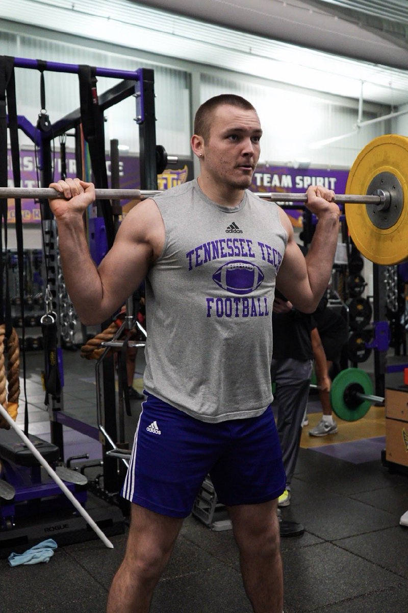 Ldgraves96's tweet photo. From 230, now at 250. 
5 weeks until we lace ‘em up, and we’re still getting after it! 
@TNTechFootball 10x our goals!
#AGTG #Aimhigher https://t.co/FuRWl2ayqO