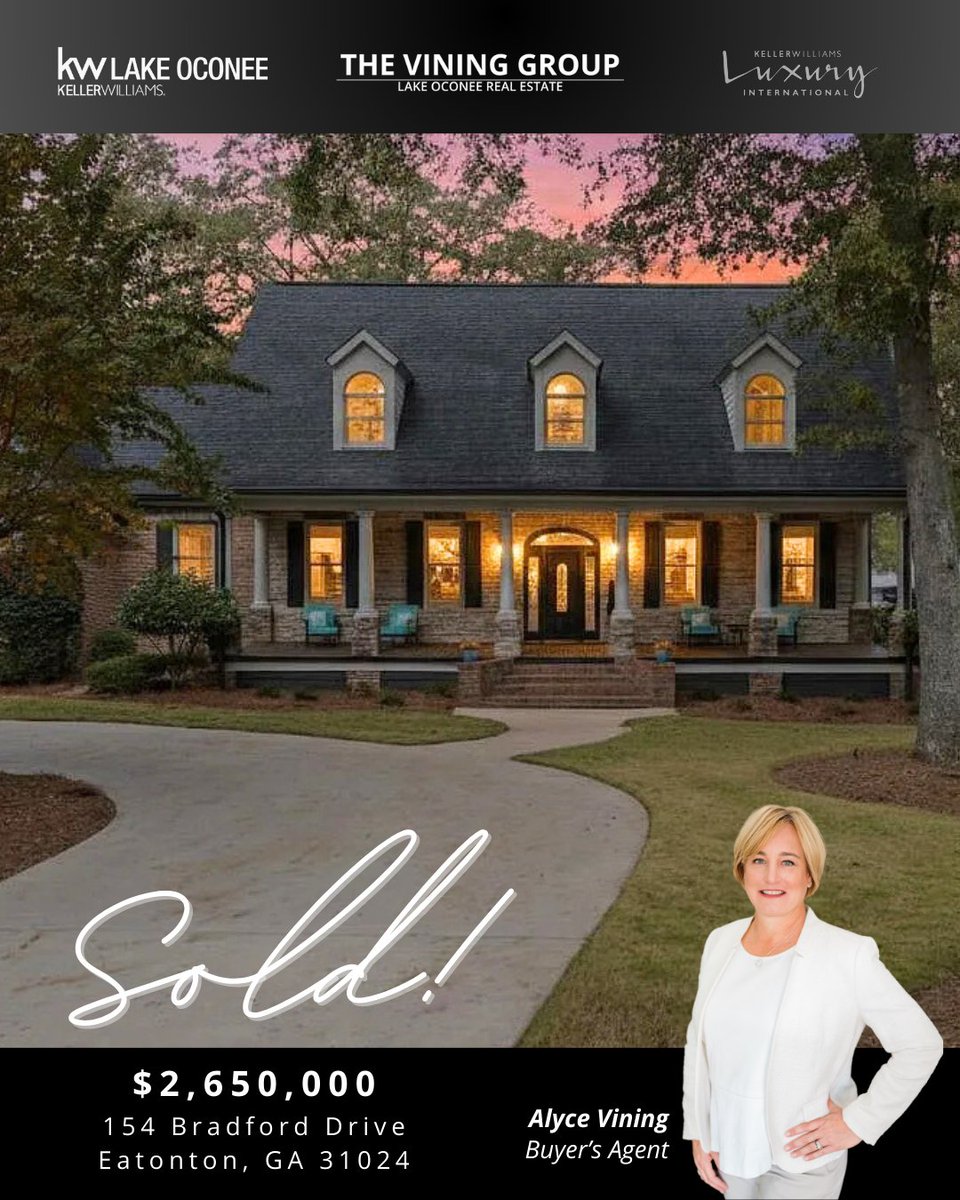 154 Bradford Drive has been sold! This stunning Lake Oconee home in Sebastian Cove, inspired by William Poole’s “Berry Hill” design, offers nearly 4,000 sqft, gorgeous water views, a main-level owner’s suite, spacious living areas, and a saltwater pool. 

#LakeOconeeLiving