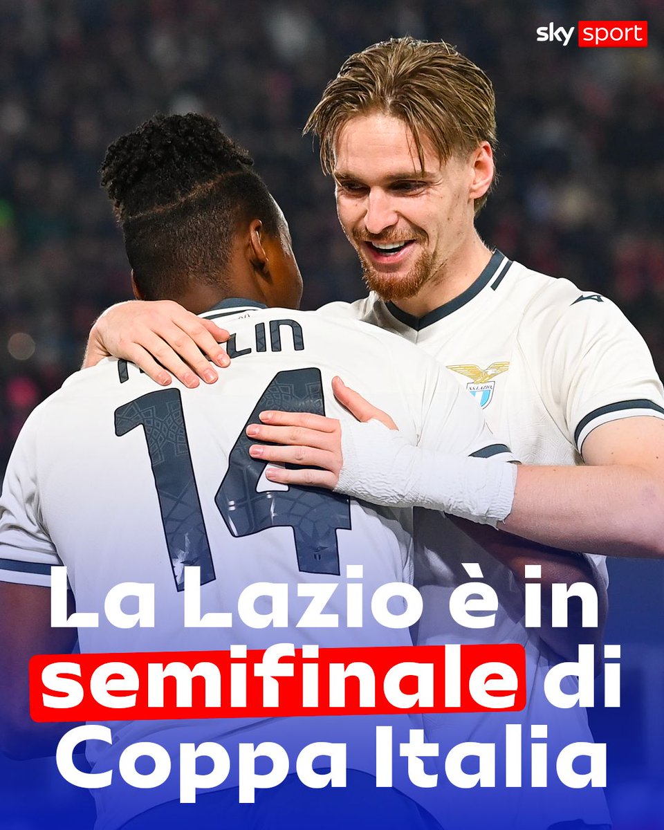 SkySport's tweet photo. 𝗜 𝗯𝗶𝗮𝗻𝗰𝗼𝗰𝗲𝗹𝗲𝘀𝘁𝗶 𝘀𝗳𝗶𝗱𝗲𝗿𝗮𝗻𝗻𝗼 𝗹'𝗔𝘁𝗮𝗹𝗮𝗻𝘁𝗮 ✅
Dopo l’1-1 dei tempi regolamentari, decisivi gli errori di Ferguson e Orsolini nella lotteria dei rigori

🏟️ #BolognaLazio 1-1 (2-5 d.c.r)
#SkySport #CoppaItalia https://t.co/T6bSMLTSIJ