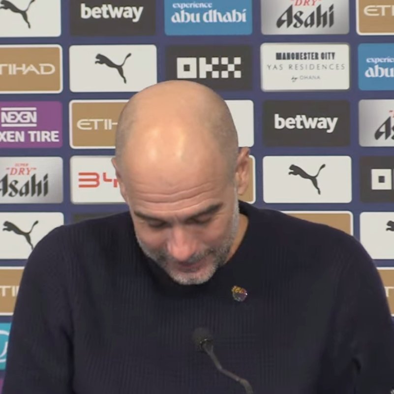 Pep Guardiola accidentally refers to "Kevin" De Bruyne as a #ManCity player during his post-Fulham press conference, pausing, and sighing to himself... 🥺💔