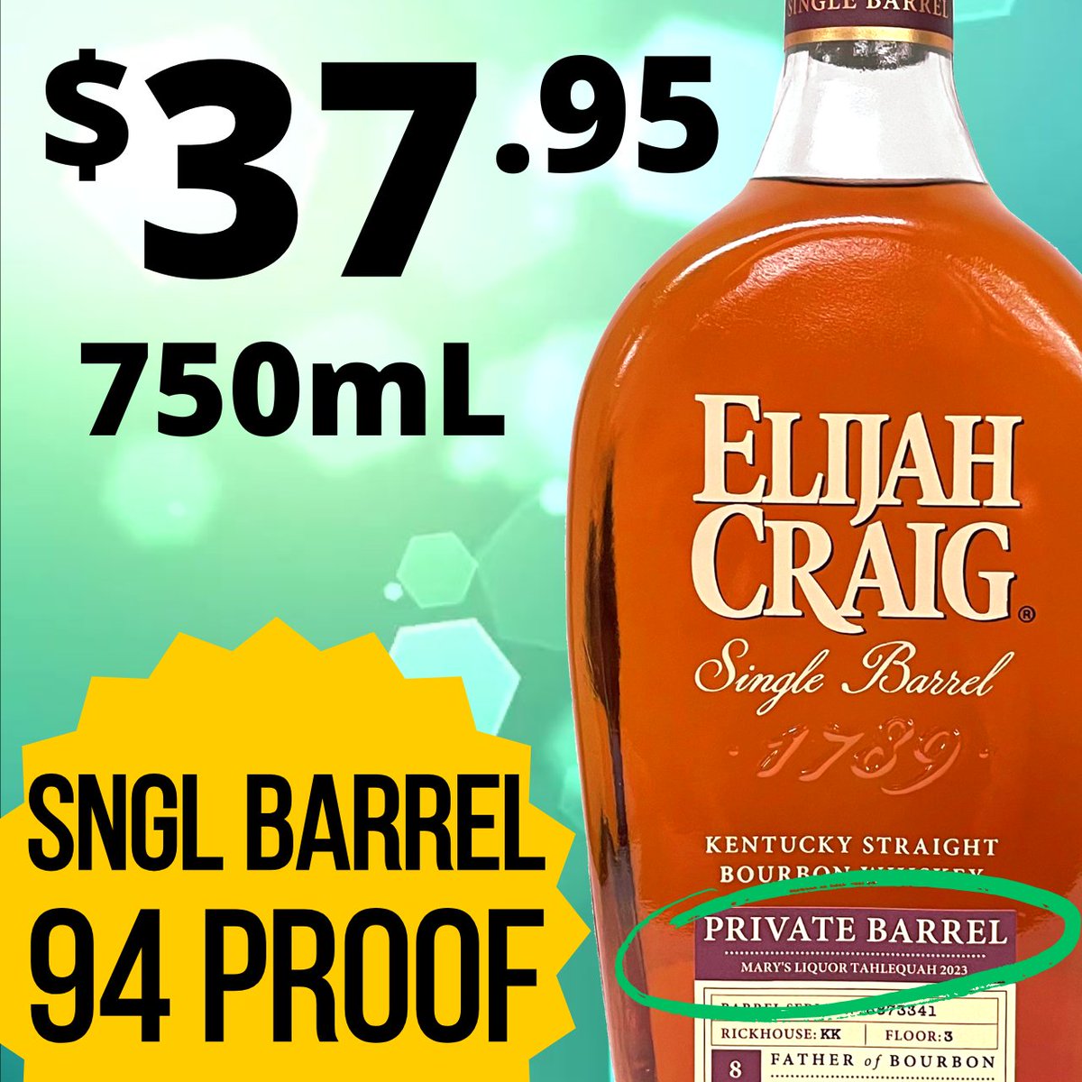 MarysLiquor's tweet image. Mary's exclusive #ElijahCraig #BarrelPick is a #PrivateLabel whiskey #SingleBarrel coming in at 94 proof! If you haven't tried it yet, you're missing out! Only here for a limited time!