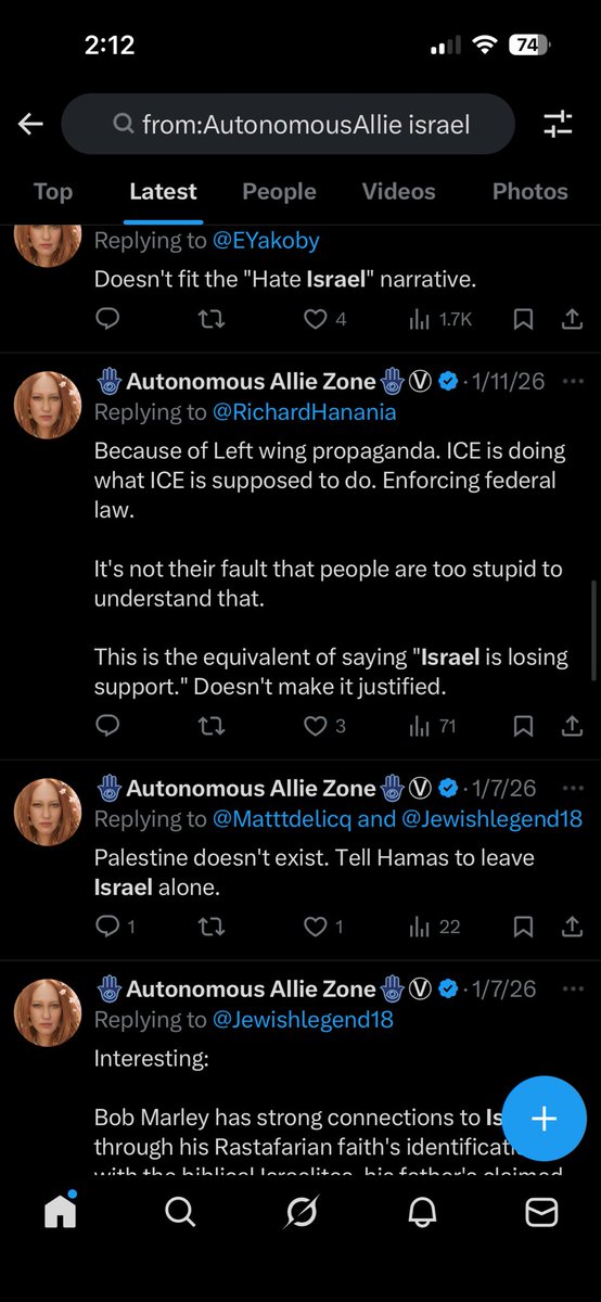 BigObomber's tweet photo. @ValerieRawlings @AutonomousAllie @wideawake_media @AppleStateWa Go to her page and search Israel. She’s a bot, paid shill, or is just retarded for the love of the game https://t.co/aIF2GWtzKK